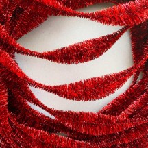 Large 5" Bump Chenille in Metallic Red Tinsel ~ 1 yd. (8 bumps)